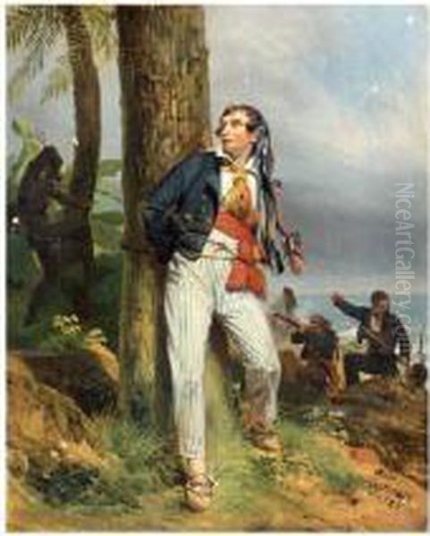 Soldats Abordant Une Ile Defendue Par Des Indigenes Oil Painting by Auguste-Xavier Leprince