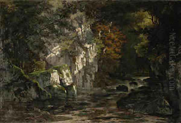 Gorge de la Loue, Jura Oil Painting by Gustave Courbet