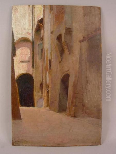 Street Pergia Oil Painting by Auguste Leroux