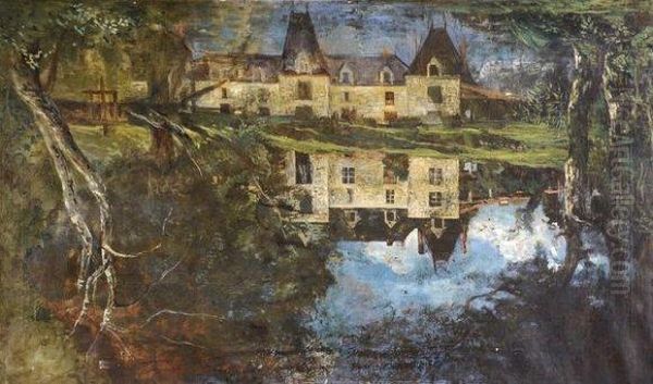 Chateau Devant La Pieced'eau Oil Painting by Charles Leroux