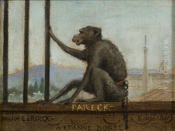 Le Singe Fareck Oil Painting by Louis Hector Leroux