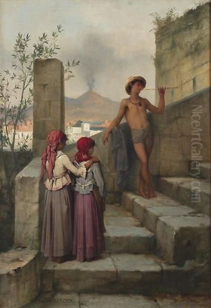 Jeune Garcon Jouant De La Flute Oil Painting by Louis Hector Leroux