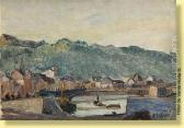 Bords De Meuse Oil Painting by Henri Louis-Ph. Leroux