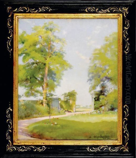 Entre De La Grenoullier Le Portail Et Le Parc Pres De Tours Oil Painting by Paul Alexandre Alfr. Leroy