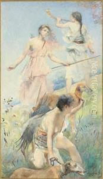 Diane Et Ses Nymphes Oil Painting by Paul Alexandre Alfr. Leroy