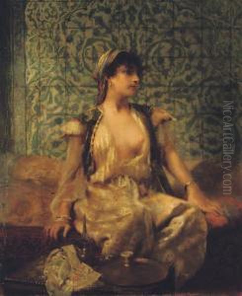 A Harem Beauty Oil Painting by Paul Alexandre Alfr. Leroy