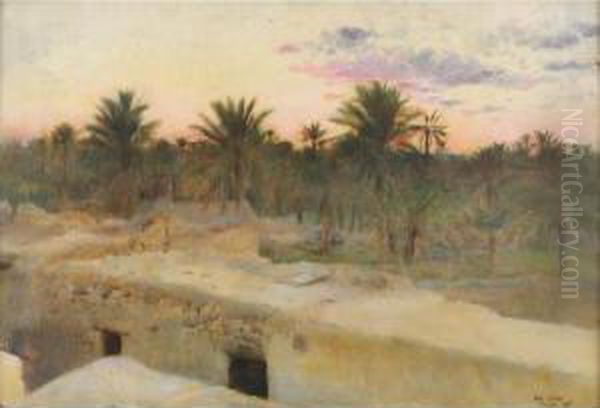 Crepuscule En Algerie Oil Painting by Paul Alexandre Alfr. Leroy