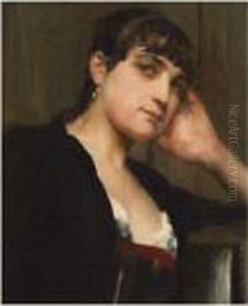 Portrait De Femme Oil Painting by Paul Alexandre Alfr. Leroy