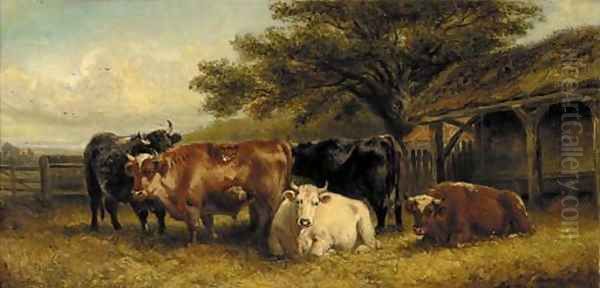 The straw yard Oil Painting by Aster R.C. Corbould