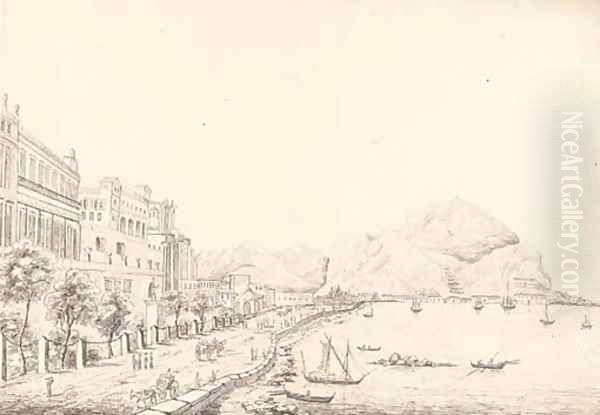 Italian views including The marina at Palermo Oil Painting by Edward Cheney