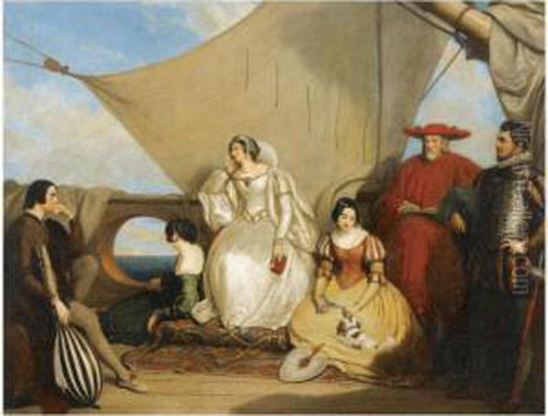 Mary Queen Of Scots' Farewell To France Oil Painting by Charles Robert Leslie