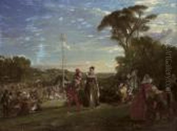 May Day In The Reign Of Queen Elizabeth Oil Painting by Charles Robert Leslie