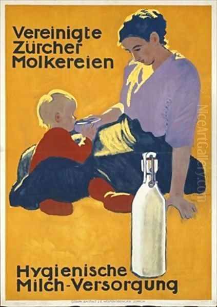 Swiss poster promoting the dairy industry Oil Painting by Emil Cardinaux