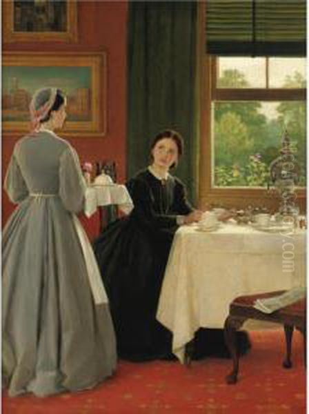 Afternoon Tea Oil Painting by George Dunlop, R.A., Leslie