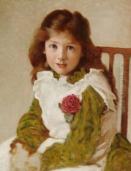 Portrait Of A Young Girl, Thought To Be The Artist's Daughter Oil Painting by George Dunlop, R.A., Leslie