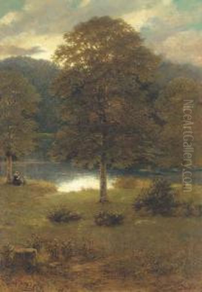 A Bend In The River Oil Painting by George Dunlop, R.A., Leslie