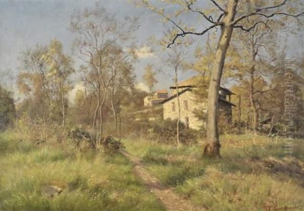 Maison Au Soleil Couchant Oil Painting by Theodore Lespinasse