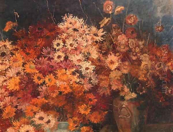 Luxuriance of chrysanthemums Oil Painting by Geesje Van Calcar