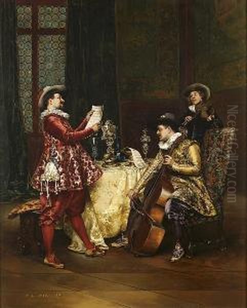 The Music Party Oil Painting by Adolphe-Alexandre Lesrel