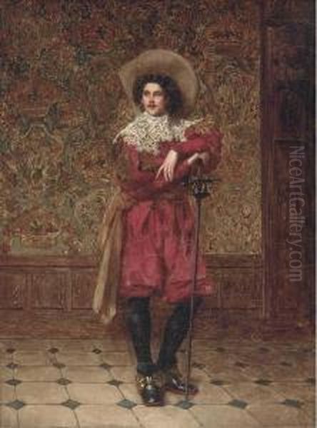 The Cavalier Oil Painting by Adolphe-Alexandre Lesrel