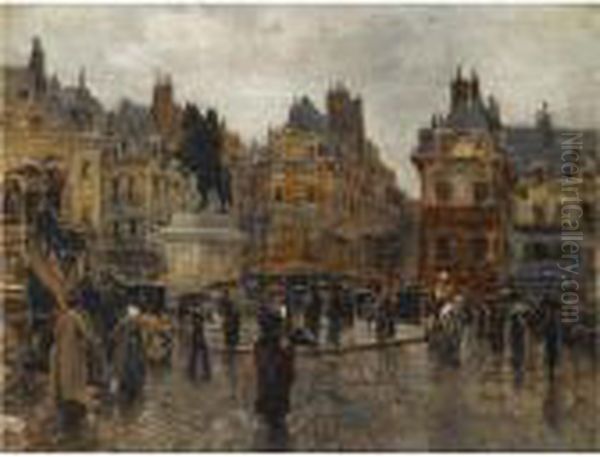 Place De Victoires, Paris Oil Painting by Jean, Giovanni Lessi