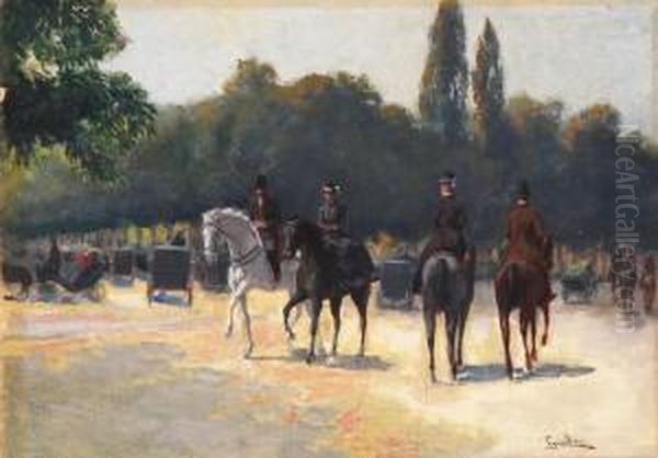 Passeggiata A Cavallo Oil Painting by Jean, Giovanni Lessi