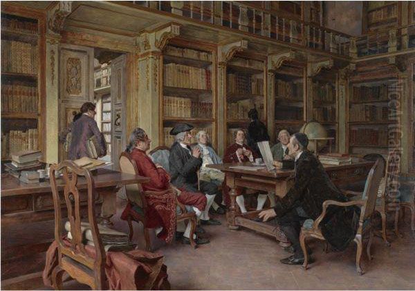 The Bibliophiles Oil Painting by Tito Giovanni Lessi