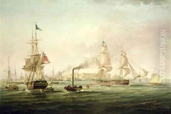 View of the Port of Hull with the Spartan Oil Painting by George the Elder Chambers