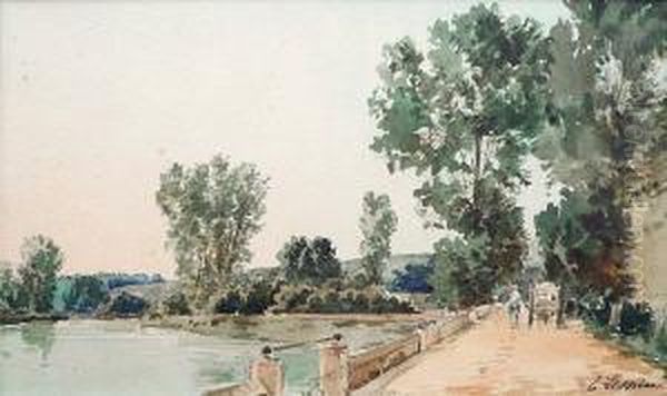 Caleche Au Bord De L'etang Oil Painting by Ernest Louis Lessieux