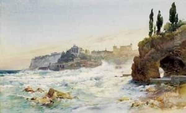 Vue De Monaco Oil Painting by Ernest Louis Lessieux