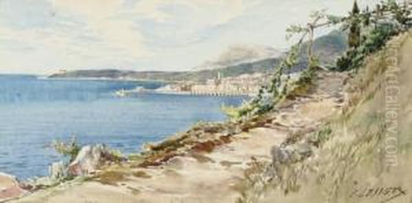 Au Bord De La Mer, Menton Oil Painting by Ernest Louis Lessieux