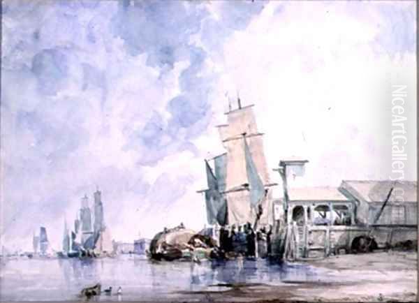 On the Thames Oil Painting by George the Elder Chambers