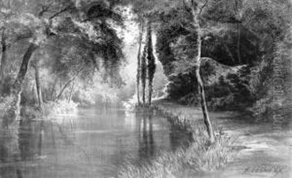 Riviere Dans Un Sousbois Oil Painting by Ernest Louis Lessieux