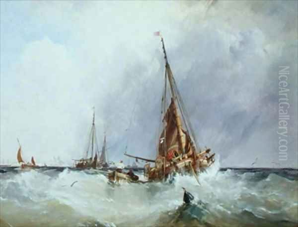 Shipping in the Solent Oil Painting by George the Elder Chambers