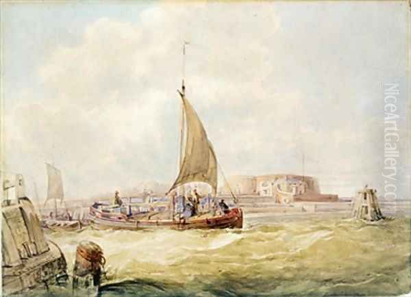 The Old Harbour Hull Oil Painting by George the Elder Chambers