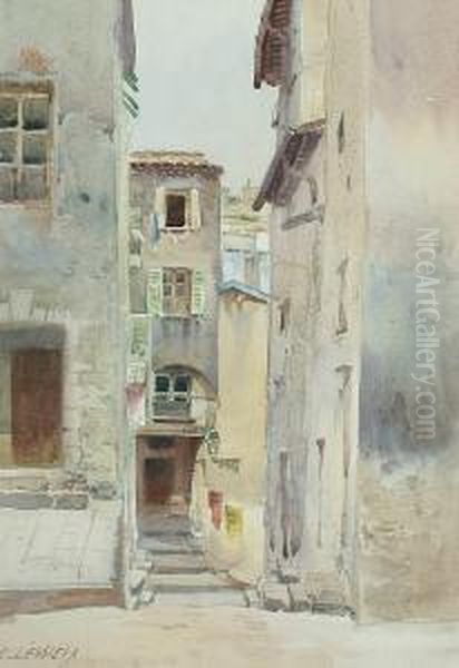 A Street Scene, France. Oil Painting by Ernest Louis Lessieux