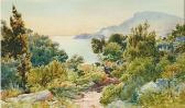 Evening On Cape Martin, The French Riviera Oil Painting by Ernest Louis Lessieux