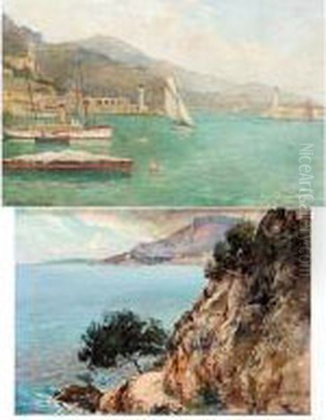 Views Of Cap Martin; Monaco Oil Painting by Ernest Louis Lessieux