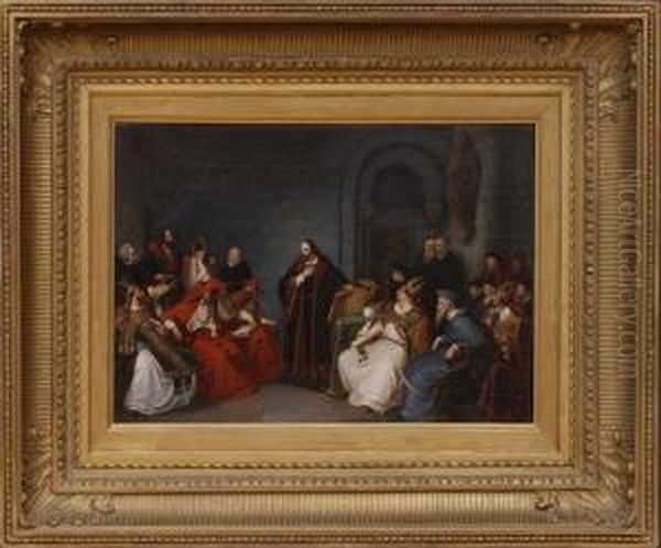 The Trial Of Jan Huss Oil Painting by Carl Friedrich Lessing