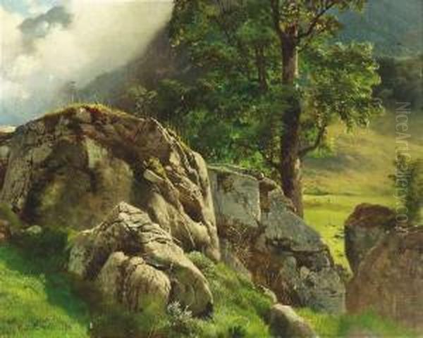 Summery Landscape. Oil Painting by Carl Friedrich Lessing