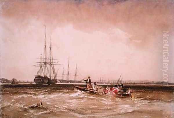 On the Medway Oil Painting by George the Elder Chambers