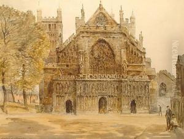 Exeter Cathedral. Oil Painting by Jules Lessore