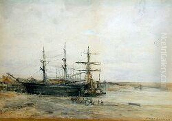 Ships On The Clyde Oil Painting by Jules Lessore