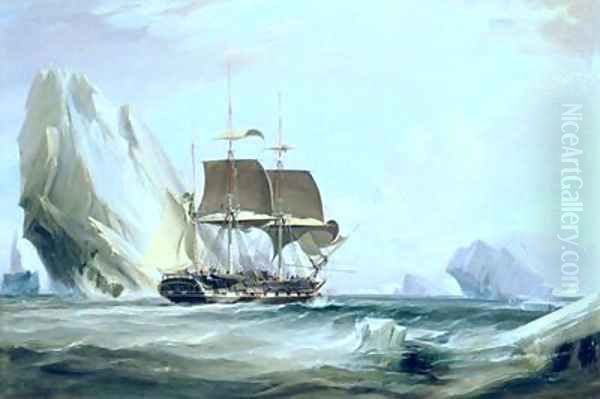 The Barque Auriga in Antarctic Waters Oil Painting by George the Elder Chambers