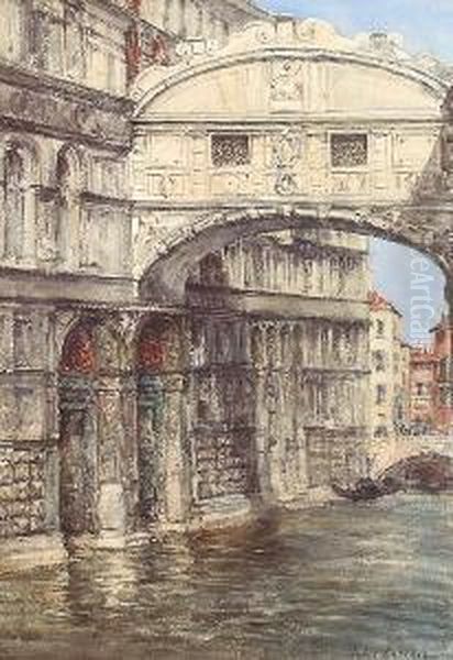 Venetian Backwater Oil Painting by Jules Lessore