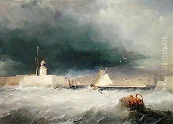 Port on a Stormy Day Oil Painting by George the Elder Chambers