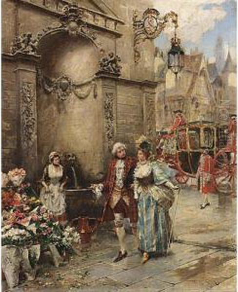 A Visit To The Florist Oil Painting by Henri Victor Lesur