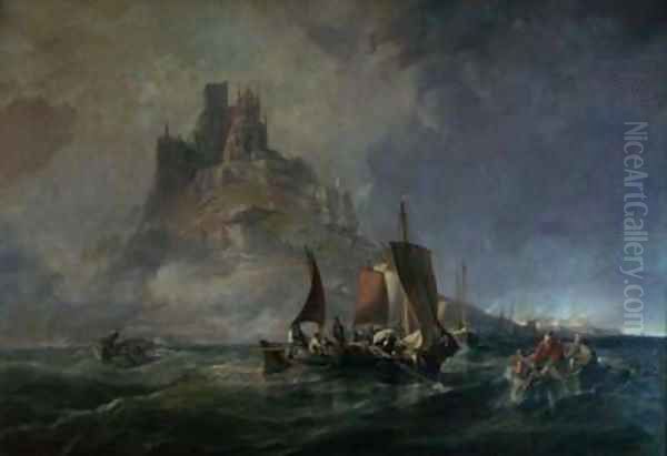 St Michaels Mount Oil Painting by George the Elder Chambers