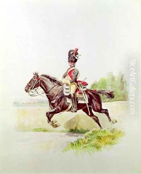 Soldier of the Imperial Guard on Horseback Oil Painting by Henri Georges Jacques Chartier