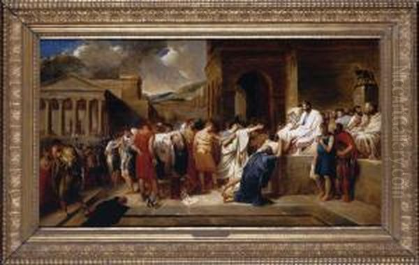 Brutus Condemning His Sons To Death Oil Painting by Guillaume Lethiere